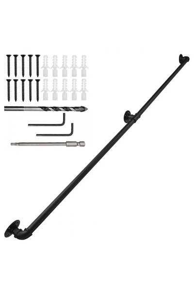 Noonedibs Balustradă Mână Scări Industrial Retro, 100-300 cm, Negru, pentru Z...