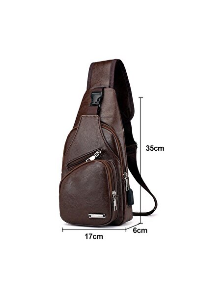 Noonedibs Geantă piept crossbody cu port USB, 35 x 17 x 6 cm, bărbați și feme...