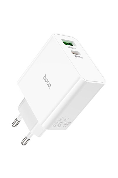 Hoco Φορτιστής δικτύου C113A, 65W, 1xUSB-C, 1xUSB-A, PD, QC 3.0 - Λευκό