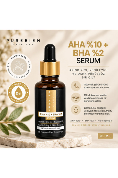 purebien skin lab Aha 10% + Bha 2% Serum – Pore, Blackhead, and Skin Renewal ...