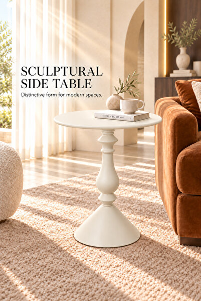DONGHE Round Top Accent Side Table with Elegant Design ，Desktop diameter:40cm...