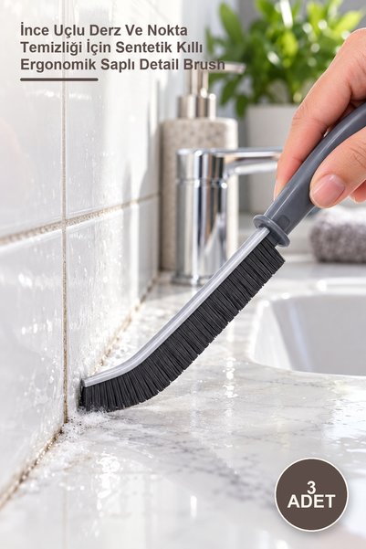 Yenilig 3 Pieces of Joint and Detail Cleaning Brush – Ergonomic Handle with S...