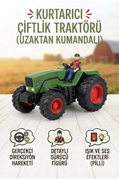 Tıfıl Toys Uzaktan Kumandalı Işıklı Figürlü Gerçekçi Tasarım Çiftçi Traktörü ...