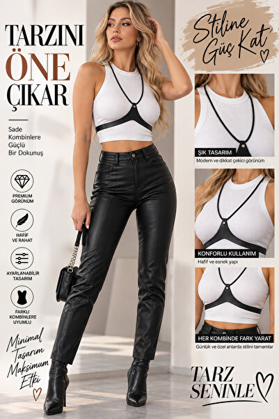 Good Miss Kadın Siyah Harness Göğüs Kemeri – Ayarlanabilir Şık Vücut Aksesuarı