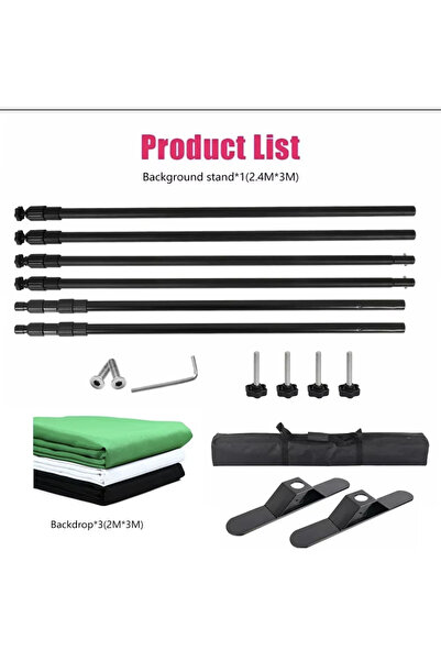 SH Double-Crossbar Backdrop Background Stand 2.4x3m Frame Support System With...