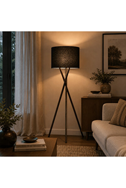 AlRugaib Furniture مصابيح أرضية خشبية ثلاثية الأرجل من باكولود