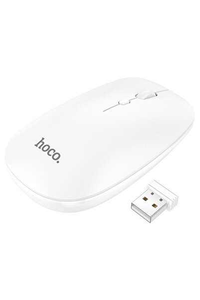 Hoco Ποντίκι Dual GM 15, BT 5.0/ Ασύρματο 2.4 G, 1.600 DPI, 4 Πλήκτρα D, Λευκό