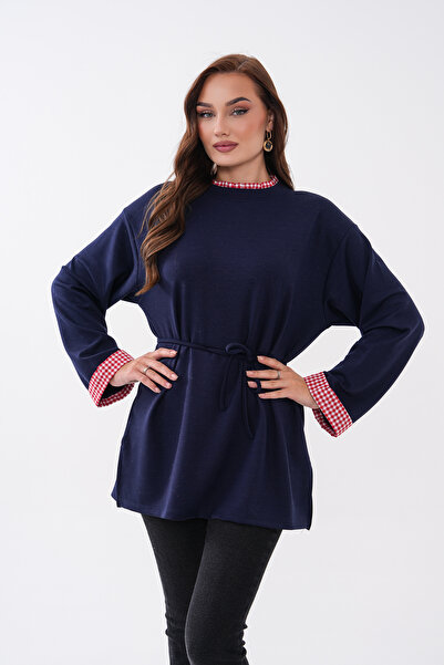 Mega Life Oysho Tunic with Plaid Trim on the Collar and Sleeves