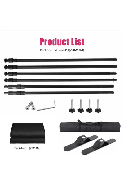 SH Double-Crossbar Backdrop Background Stand 2.4x3m Frame Support System With...