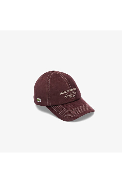 Lacoste Unisex Baskılı Bordo Şapka