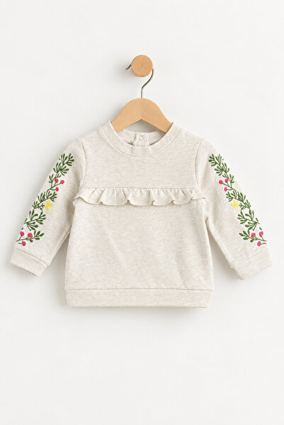 Tinymuyt Baby Girl/Child Snap-Back Sleeve Embroidered Embellished Sweatshirt ...
