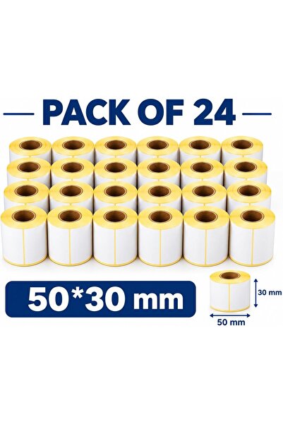 Generic عبوة تحتوي على 24 لفة، ملصقات باركود حرارية بمقاس 50 مم × 30 مم، قطر ...