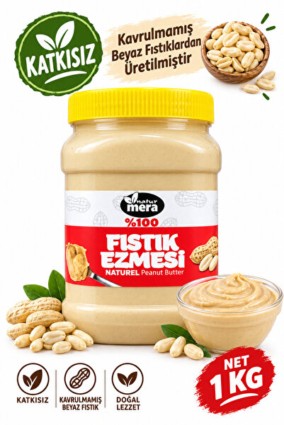 %100 Saf Şeker Ilavesiz Kavrulmamış Fıstık Ezmesi 1000g