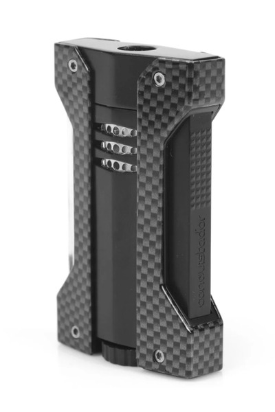 CONQUİSTADOR Tek Torch Pürmüz Karbon Siyah Defi Extreme Dizayn Metal Puro Çakmağı