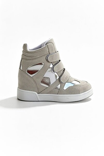 Shoebutik Magic Buz Gri Gizli Topuk Kadın Sneakers