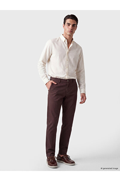 LC Waikiki Nevavm Farkıyla Lcwaikiki Classic Plum Gabardine Straight Slim & S...