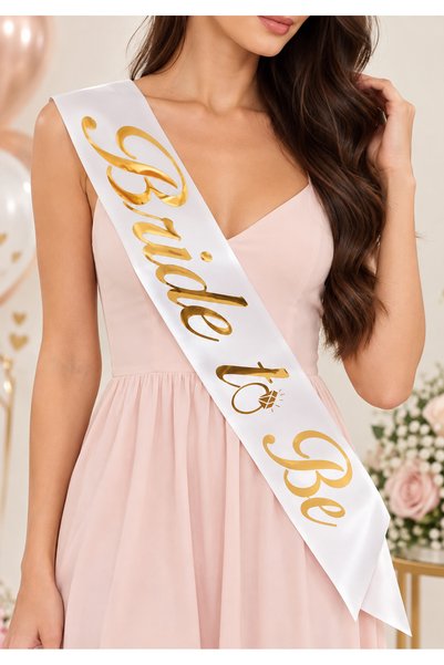 BALON DİYARI Bride To Be Gold Bekarlığa Veda Parti Seti – 11'li Konuşma seti , Banner Taç Kuşak ve 10'lu Dövme