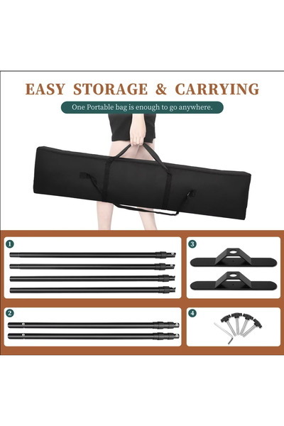 SH Double-Crossbar Backdrop Background Stand 2.7x3.4m Frame Support System Wi...
