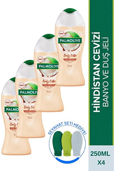 Palmolive Body Butter Hindistan Cevizi 250 ml x4 Duş Jeli Seti + Seyahat Kiti...