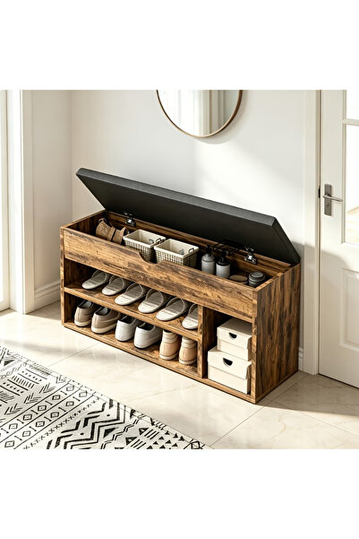 Fakhamah Al Manzil Flip‑Top Hidden Storage Shoe Bench, Entryway Sit‑on Shoe R...