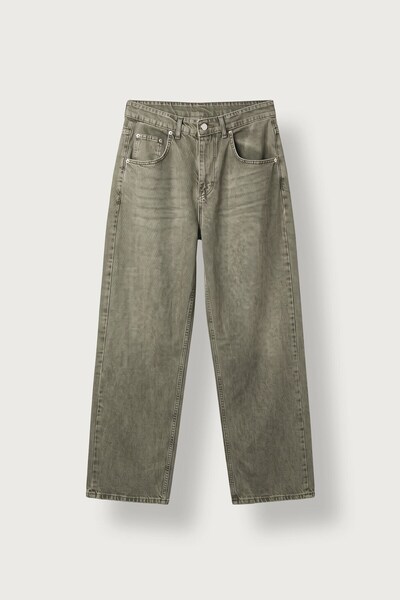 ablukaonline Erkek Süper Baggy Yıkamalı Jean Pantolon Haki Yeşil