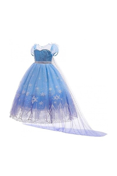 Funny Party Shop Κομψό φόρεμα Έλσα Frozen με κάπα, μπλε, 7-8 ετών