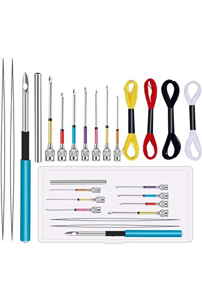 MAKINGTEC Punch Needle Set, 15 Pcs Embroidery Stitching Punch Needle Poking C...