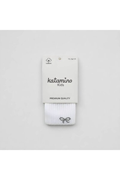 Katamino Marmaris Ribbon Detailed Cotton Girls' Pantyhose