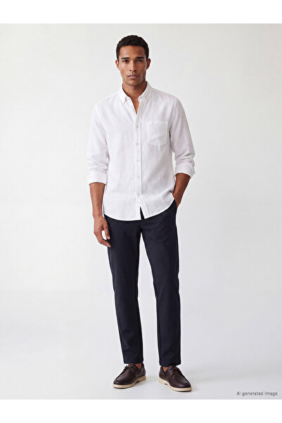 LC Waikiki Lcw Vision Navy Blue Slim Fit Men's Trousers with Nevavm Difference