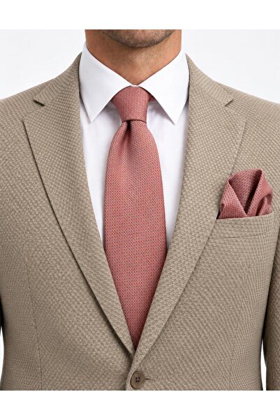 Brianze 8 cm Brick Red Dot Pattern Tie and Handkerchief Set