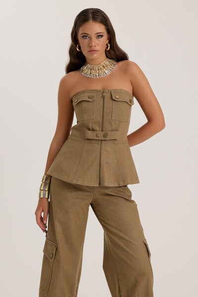 NOK İSTANBUL The Force Denim Bustier Tint Mink