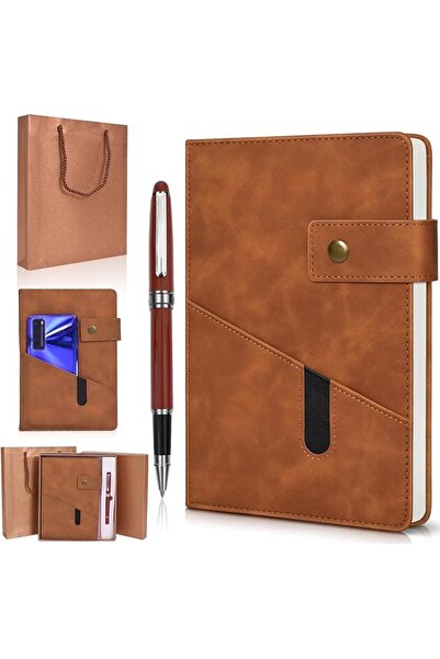 KASTWAVE Leather Journal Notebook, Brown A5 Lined 100Pages Personalized Hardc...