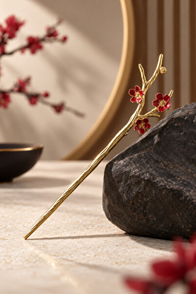 Cinderella Accessories Dal Tasarım Mercan Turuncu Japon Topuz Çubuğu 18cm - K...