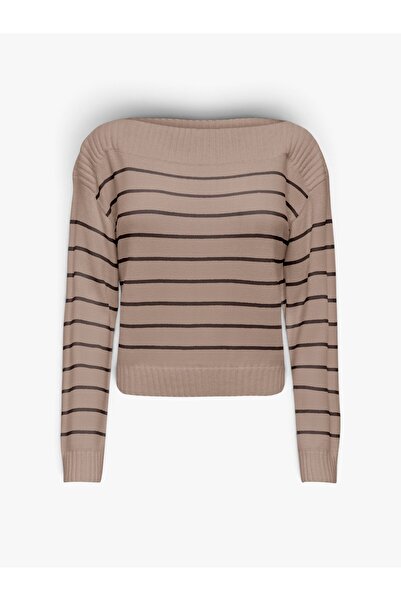 ONLY Onlkatia Ls Boatneck Cc Knt Women's Brown Sweater - 15374823