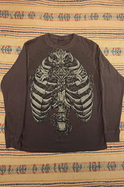 Karakedi Chain Skeleton Καφέ Unisex Μακρυμάνικο Λεπτό Φούτερ