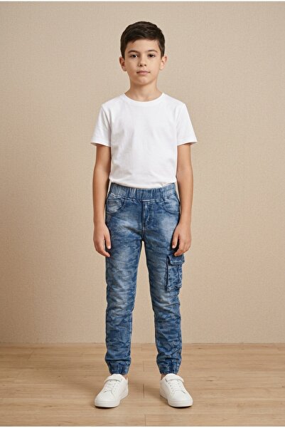 OEM Pantaloni cargo joggery pentru baieti cu imprimeu modern si talie elastic...