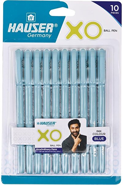 Hauser قلم حبر جاف أزرق من أكس أو الألمانية (عبوة من 10 أقلام)