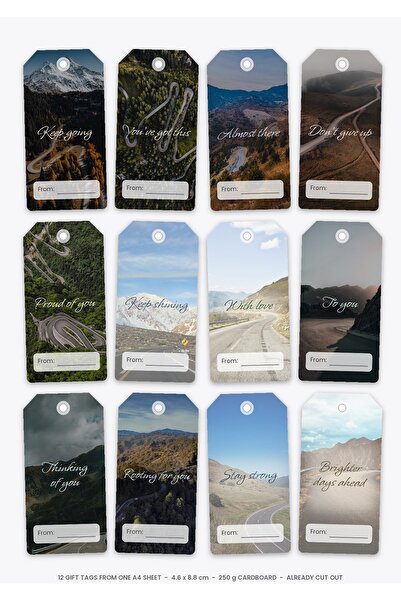 OEM Etichete Cadou Set Continua Inainte, Mesaj Inspirational, 12 Bucati, Cart...
