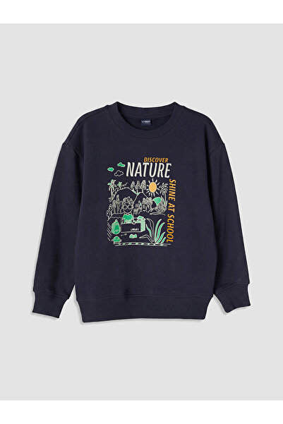 LC Waikiki Two Mt Shop Quality Navy Blue Printed Boys' Sweatshirt