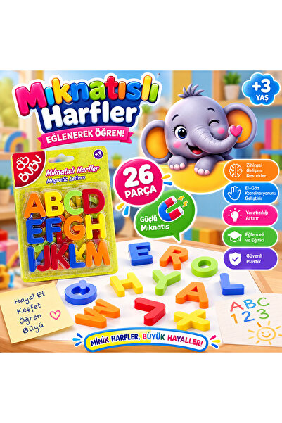 Eğitici Manyetik Alfabe Seti - Magnet Harfler Mıknatıslı Harfler 26 Parça