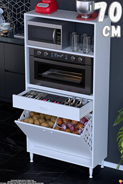 Modilayn Vio 70 cm Fırın Dolabı Sepetli Çekmeceli Mini Midi Mutfak Dolabı