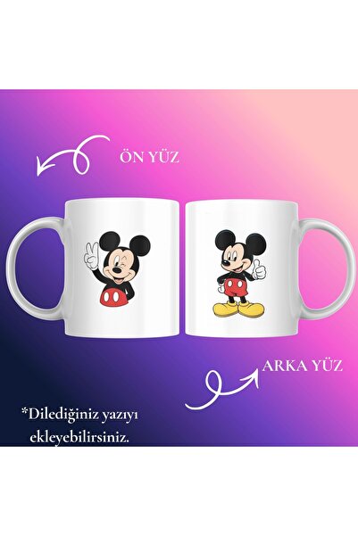 P&M Gift Shop Kişiye Özel Kupa Bardak Mickey Mouse Animasyon Temalı Yeni Tasarım