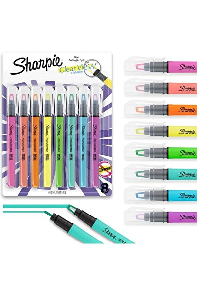 Sharpie Yayınları قلم تحديد شاربي كلير فيو، ألوان متنوعة، عبوة من 8 قطع (1966...