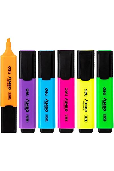 Deli Jumbo Highlighter Set Chisel tip: 1~5mm Assorted 6 pcs