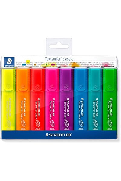Staedtler Textsurfer 364 P WP8 Pack of 8 Highlighters in Classic Rainbow Colours