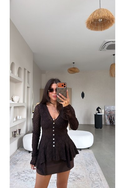Buket Teke Brown Premium Lace Blouse