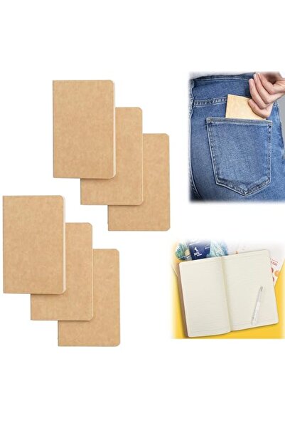 GENERAL Pocket Notebook, 6 Pack Softcover Mini Notebooks 3.5" x 5.5" Kraft Br...