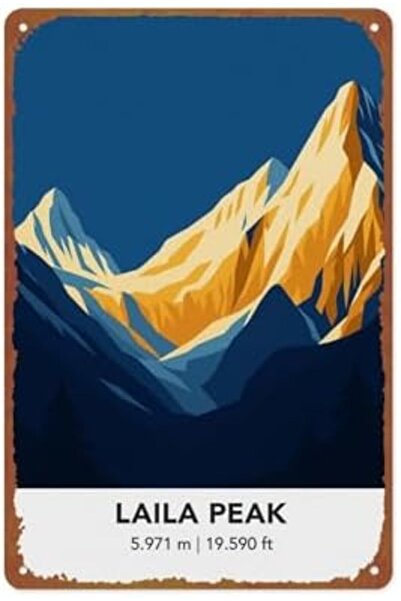 Generic Laila Peak: Modern Mountain Landscape Poster Metal Tin Sign Suitable ...