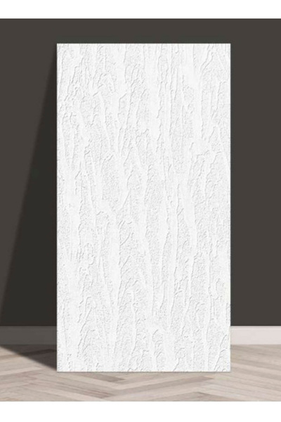 Bien Home 10 Adet, Yüksek Kalite Kabartmalı Dokulu Beyaz Renk Gerçek Sıva Hissi Modern Beton Görünüm Desenli Pvc Mat Panel Kendinden Yapışkanlı Duvar Kaplaması Mat-1201, 30x60 CM
