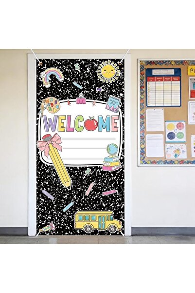 TERRIFI Classroom Door Cover, 70.9 x 35.4 Inch Composition Notebook Style, Wr...